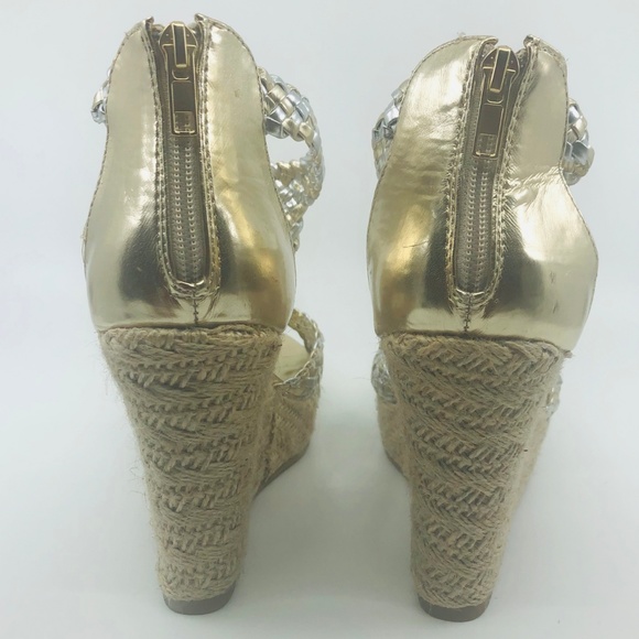 Nine West Gold/Silver Wedge Sandals OBSESSOL1 - Picture 6 of 7